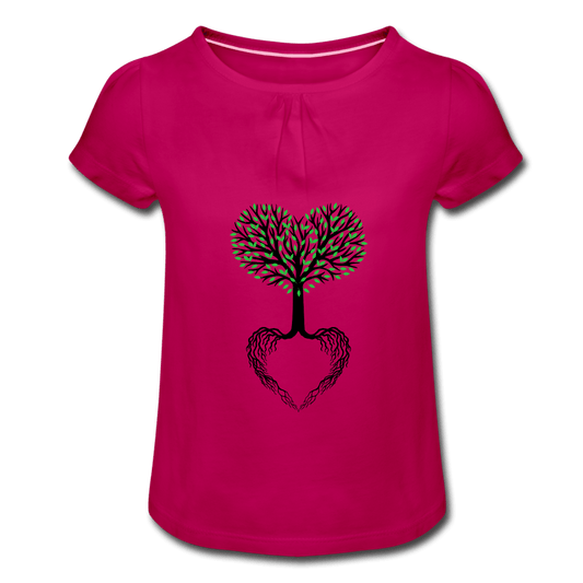 SPOD Girl’s T-Shirt with Ruffles | Spreadshirt 1271 fuchsia / 2 Years Pige T-shirt med flæser
