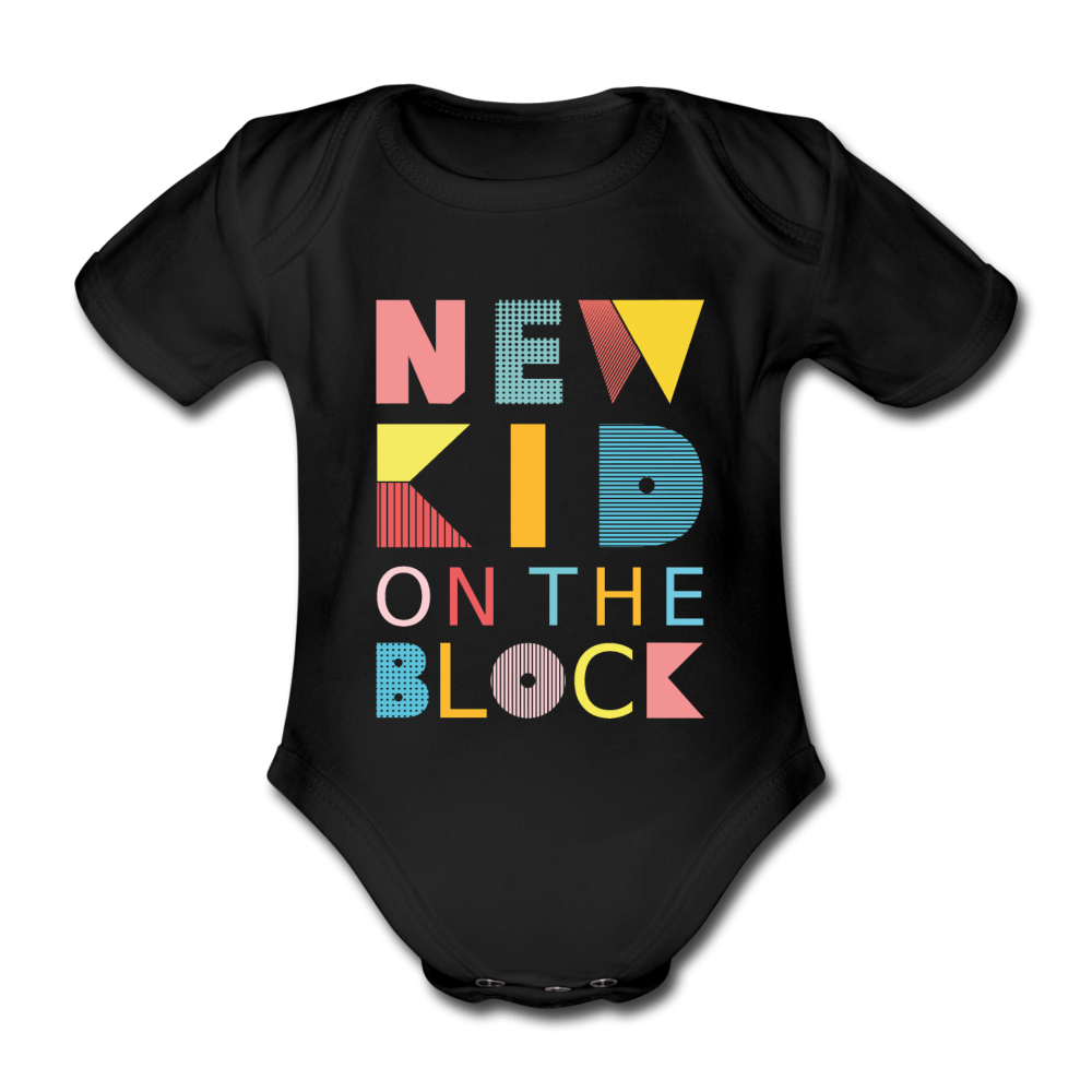 SPOD Kortærmet babybody, økologisk bomuld sort / 56 (0-1 md.) New Kid on the Block - Økologisk Kortærmet Baby Body