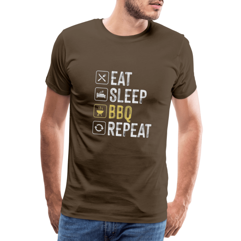 SPOD Men’s Premium T-Shirt | Spreadshirt 812 noble brown / S Eat, Sleep, BBQ, Repeat - Herre premium T-shirt