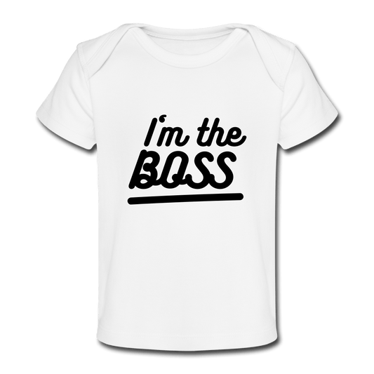 SPOD Økologisk T-shirt til baby hvid / 56 (0-1 md.) I´m The Boss - Økologisk Baby T-Shirt