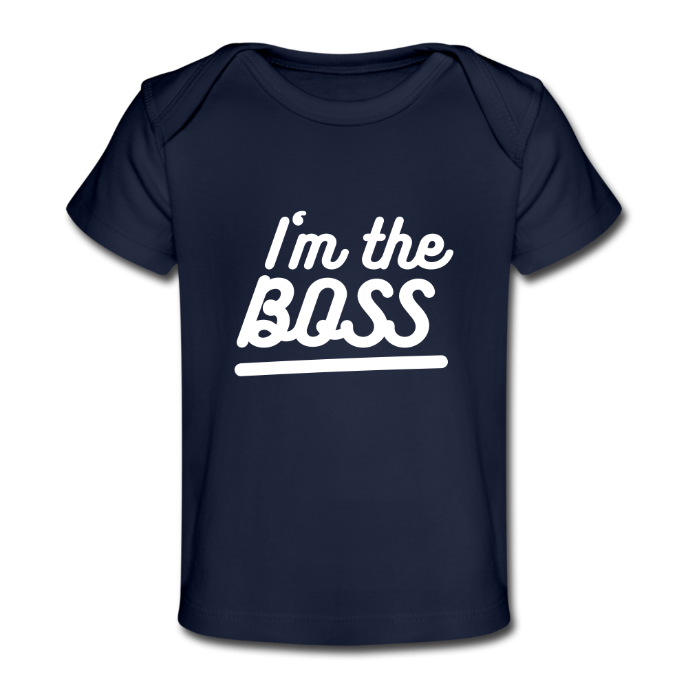 SPOD Økologisk T-shirt til baby mørk marineblå / 56 (0-1 md.) I´m The Boss - Økologisk Baby T-Shirt