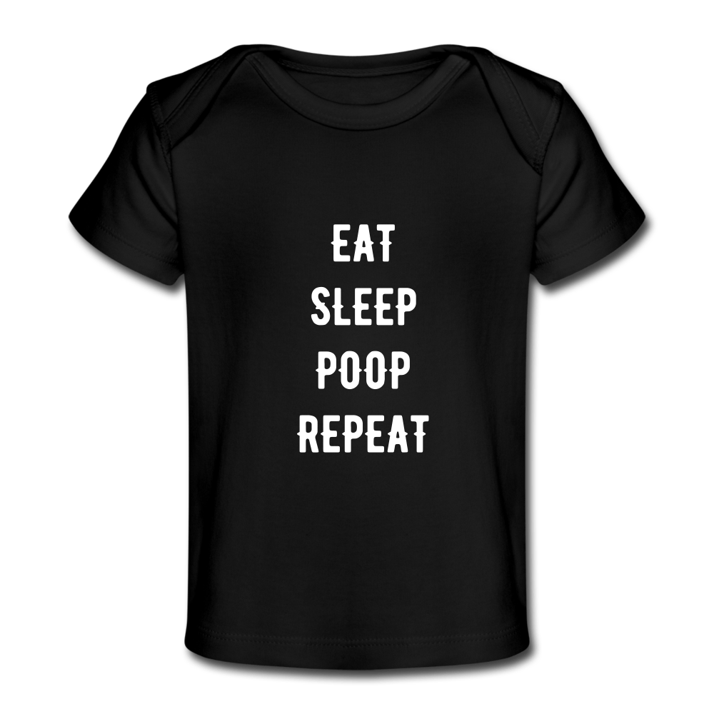 SPOD Økologisk T-shirt til baby sort / 56 (0-1 md.) Eat, Sleep, Poop, Repeat - Økologisk Baby T-Shirt