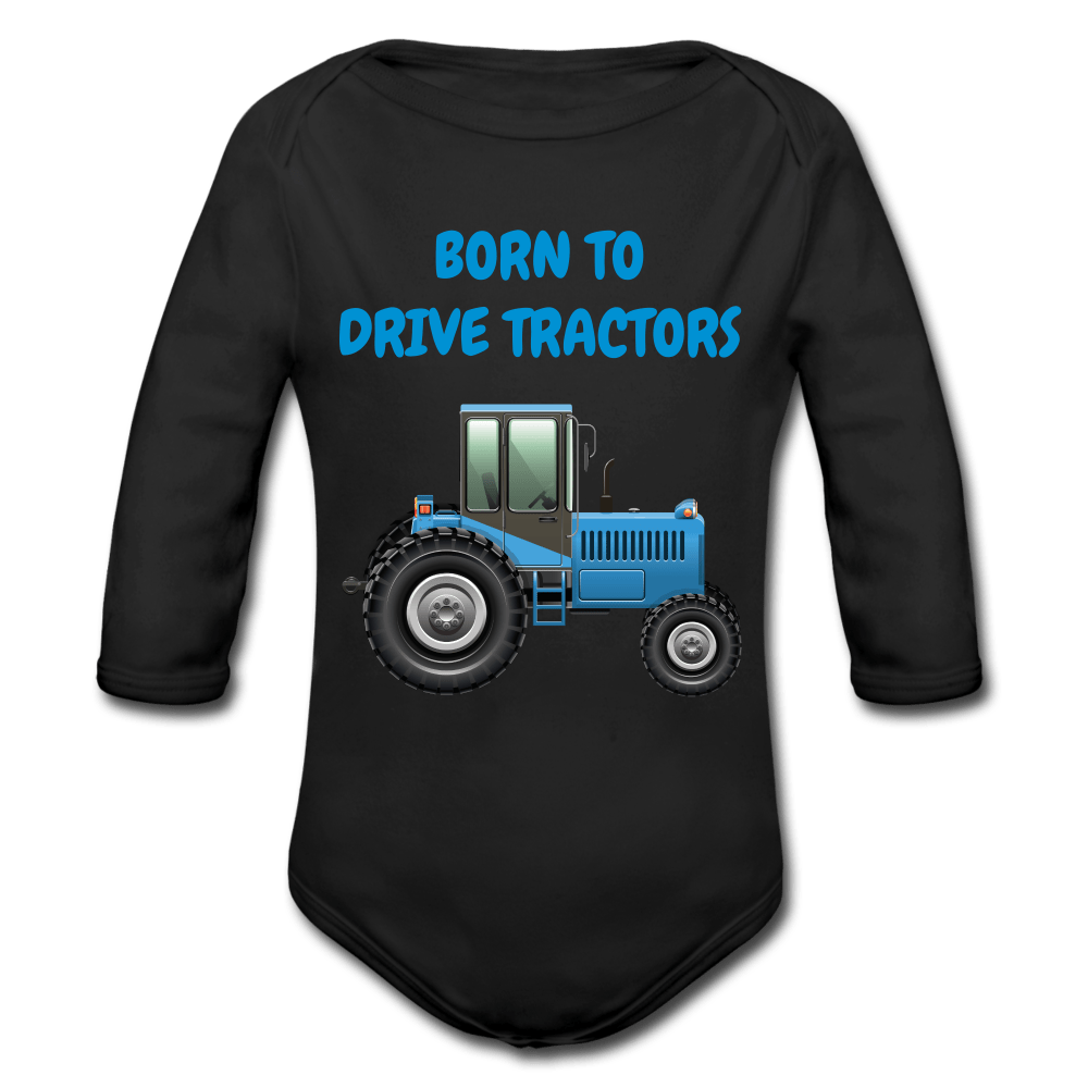 SPOD Organic Longsleeve Baby Bodysuit | Spreadshirt black / 50/56 (0-1m) Traktor - Langærmet Babybody, Økologisk Bomuld