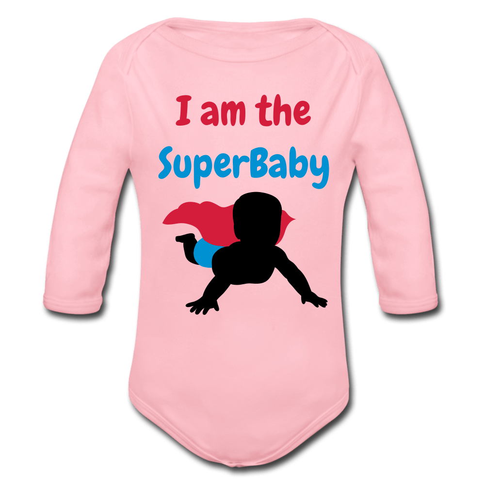 SPOD Organic Longsleeve Baby Bodysuit | Spreadshirt light pink / 50/56 (0-1m) SuperBaby - Langærmet Babybody, Øko