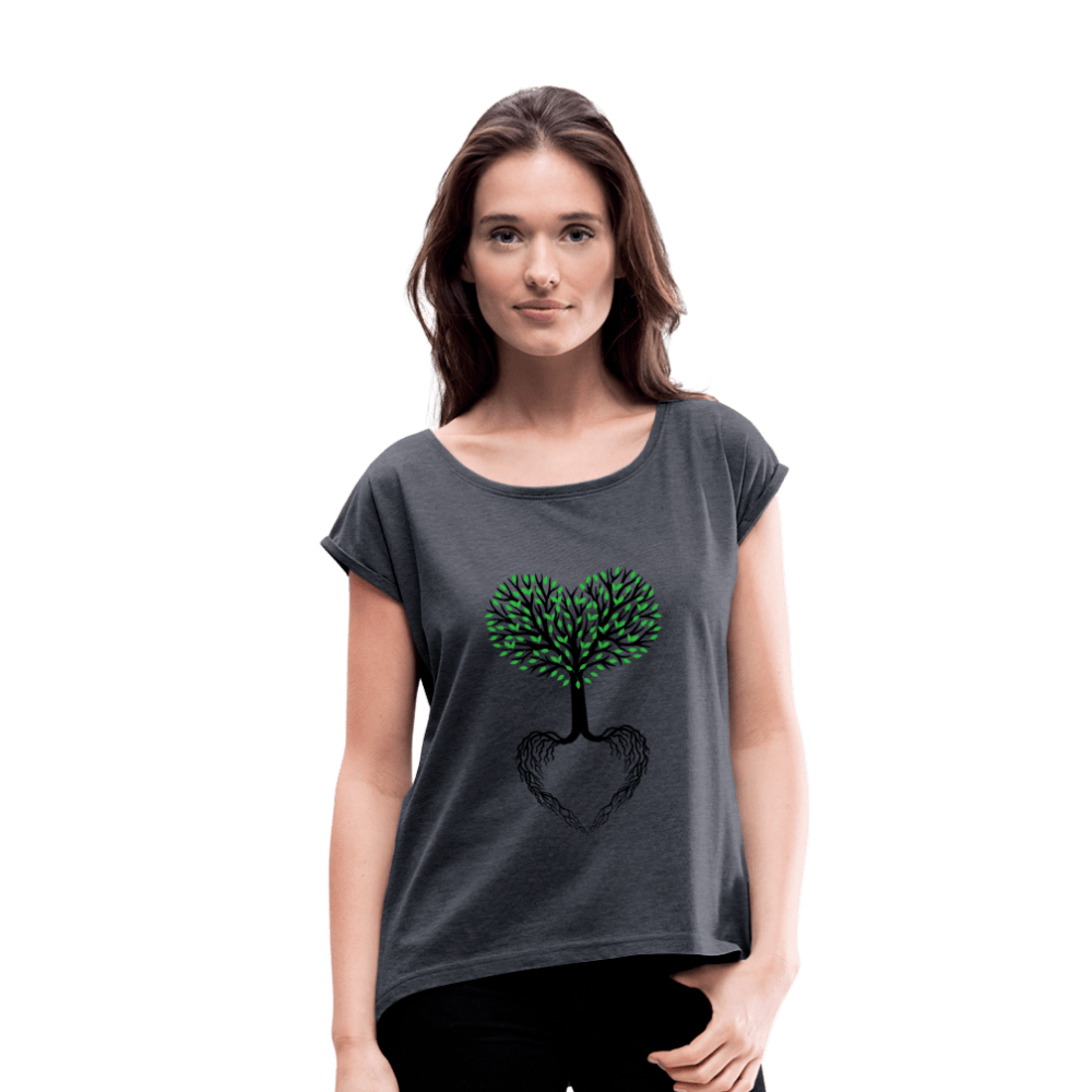 SPOD Women’s T-Shirt with rolled up sleeves | Spreadshirt 943 heather navy / S T-shirt med rulleærmer