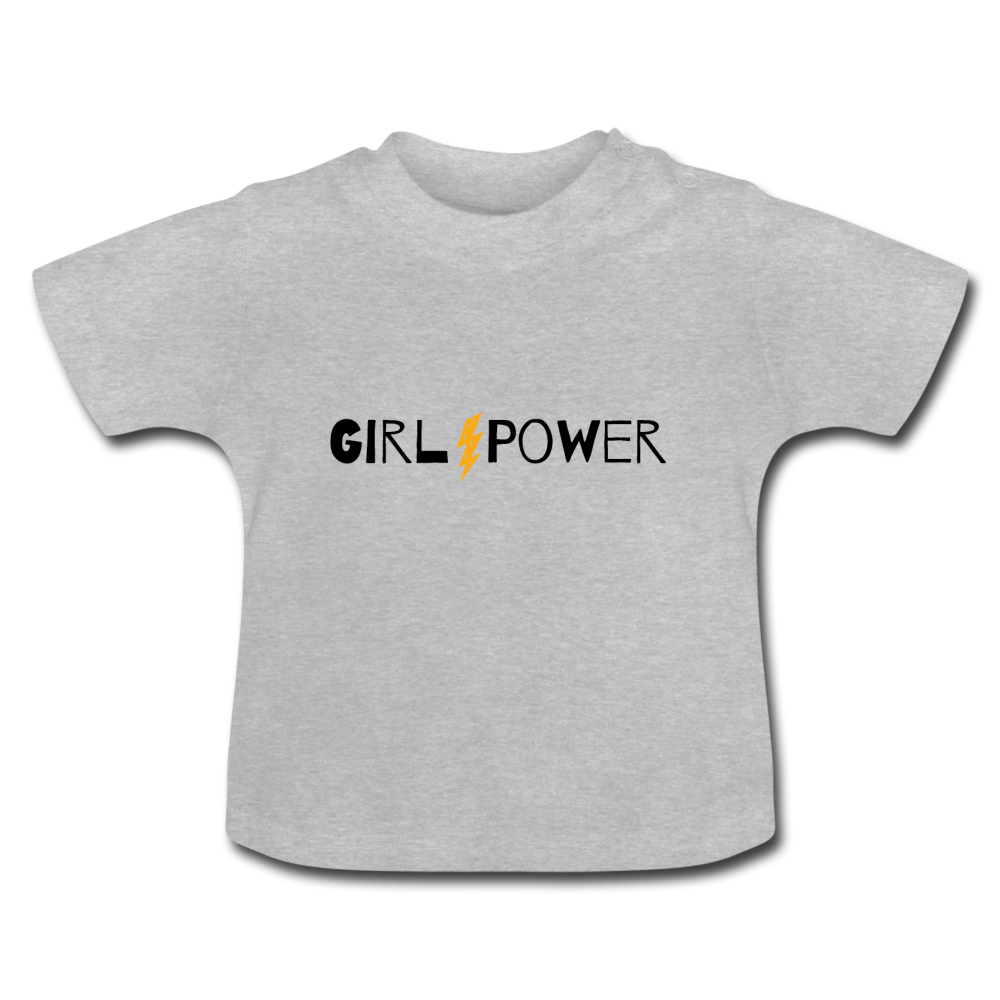 SPOD Baby T-shirt grå meleret / 3-6 Måneder Girl Power - Baby Økologisk T-Shirt
