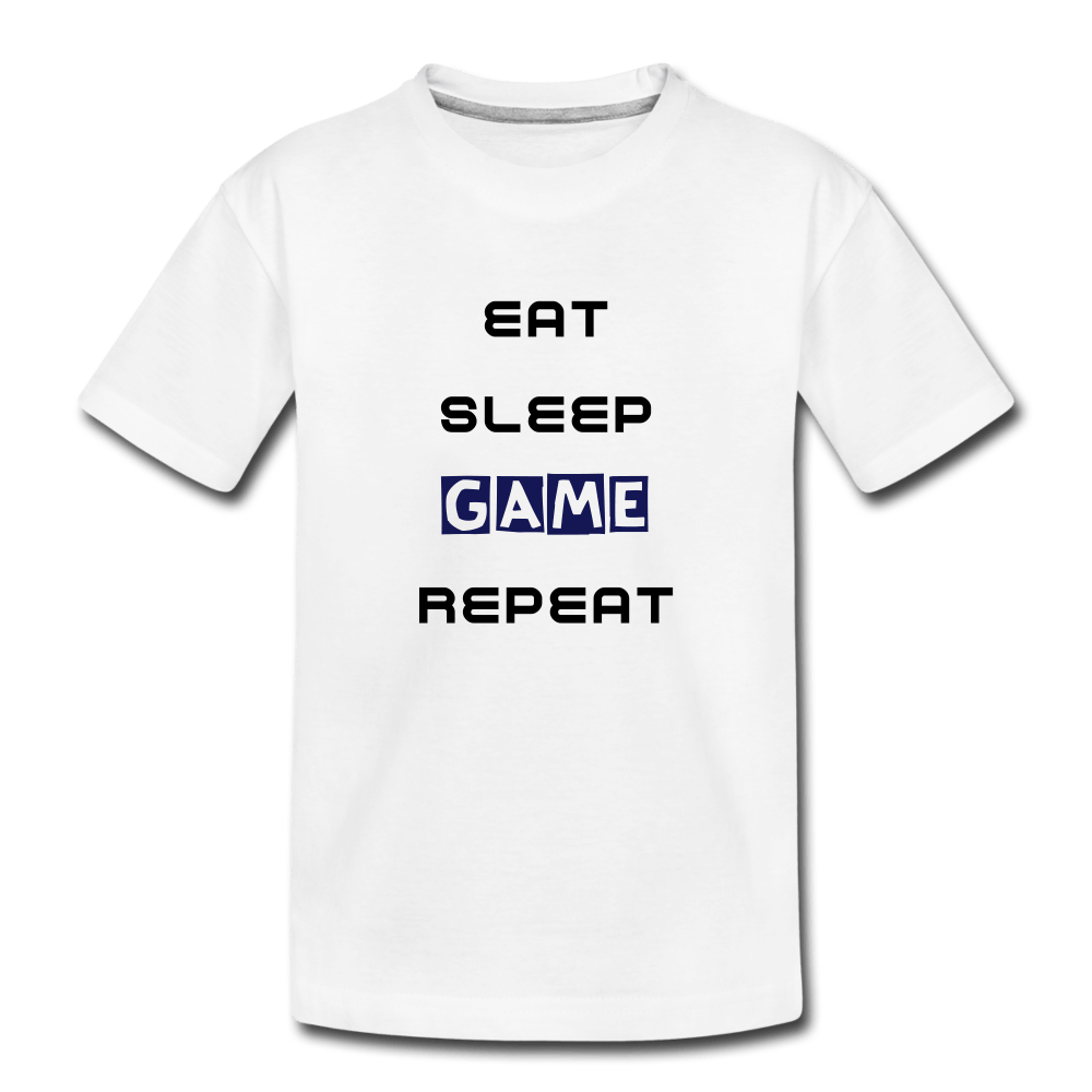 SPOD Børne premium T-shirt økologisk 98/104 (2 år) Eat, Sleep, Game, Repeat - T-Shirt Øko