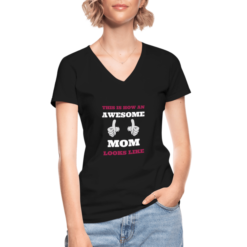 SPOD Classic Women’s V-Neck T-Shirt | Gildan black / S Awesome Mom - T-shirt med V-udskæring