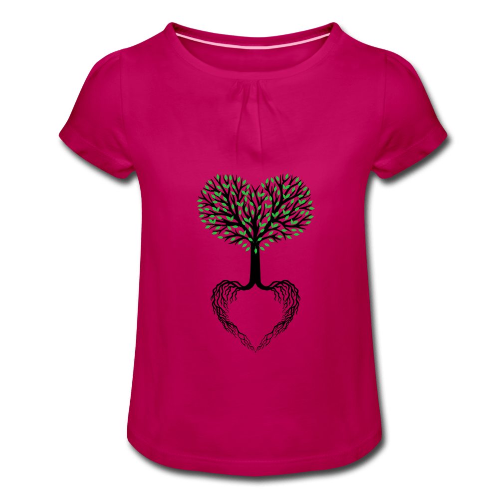 SPOD Girl’s T-Shirt with Ruffles | Spreadshirt 1271 fuchsia / 2 Years Pige T-shirt med flæser