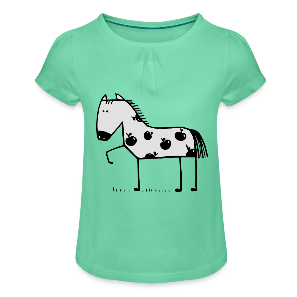 SPOD Girl’s T-Shirt with Ruffles | Spreadshirt 1271 mint / 2 Years Heste - Pige T-shirt