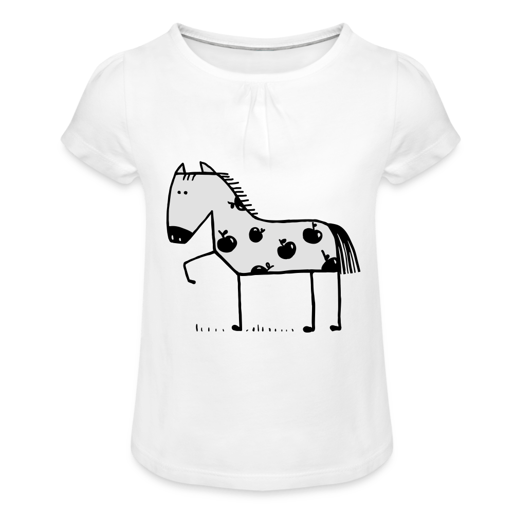 SPOD Girl’s T-Shirt with Ruffles | Spreadshirt 1271 white / 2 Years Heste - Pige T-shirt