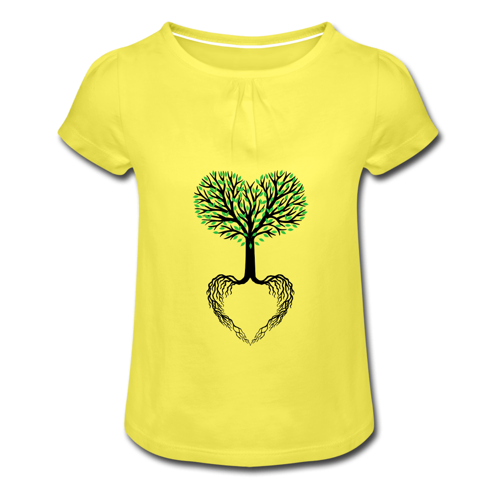 SPOD Girl’s T-Shirt with Ruffles | Spreadshirt 1271 yellow / 2 Years Pige T-shirt med flæser