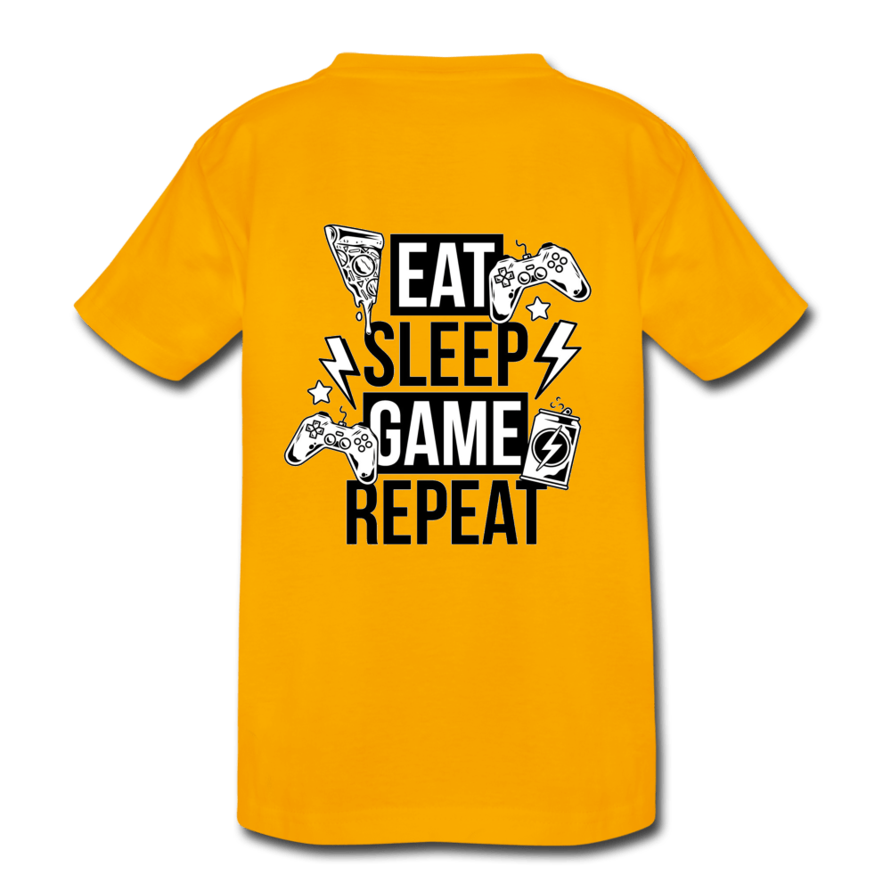 SPOD Kids’ Heavy Cotton T-Shirt | Gildan gold / XS (140/152) Eat, Sleep, Game, Repeat - Teen T-Shirt