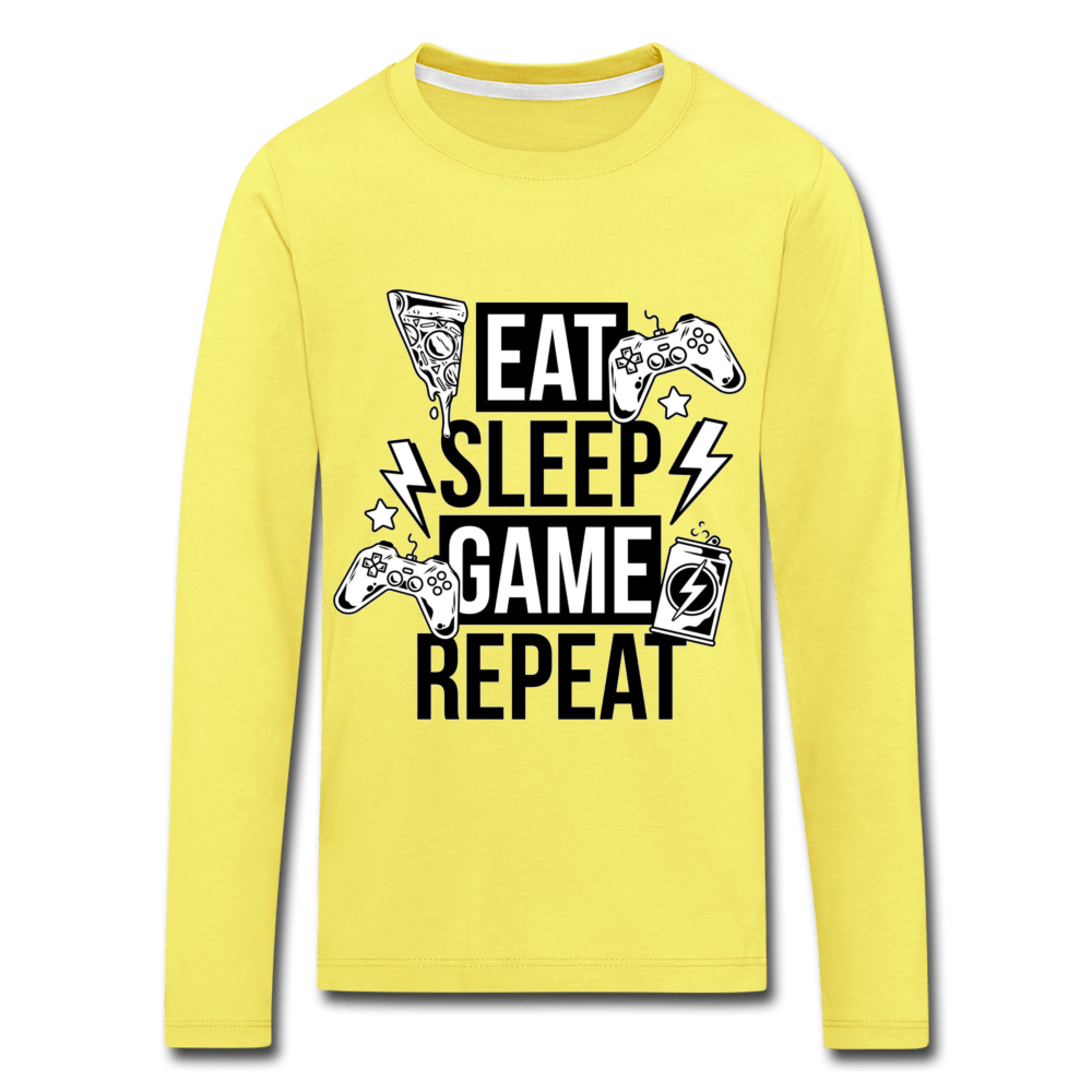 SPOD Kids' Premium Longsleeve Shirt | Spreadshirt 877 Eat, Sleep, Game, Repeat - Børne Langærmet trøje
