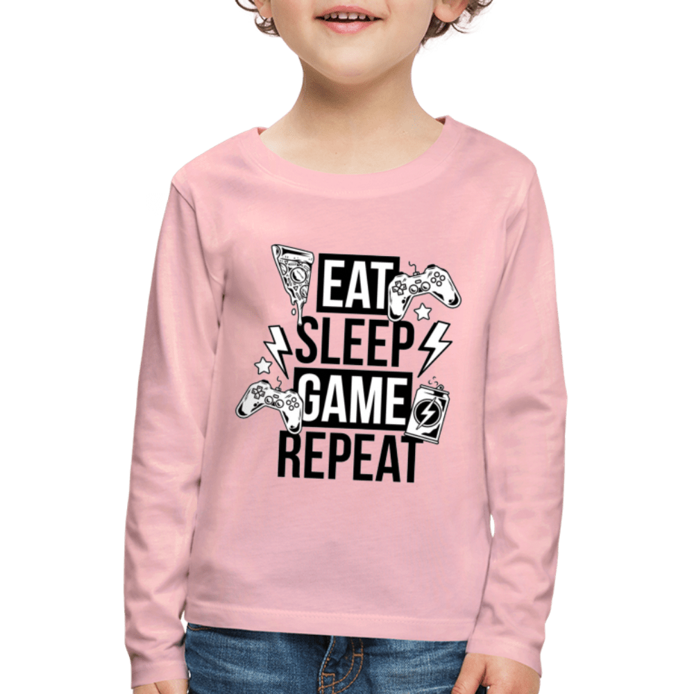 SPOD Kids' Premium Longsleeve Shirt | Spreadshirt 877 Eat, Sleep, Game, Repeat - Børne Langærmet trøje