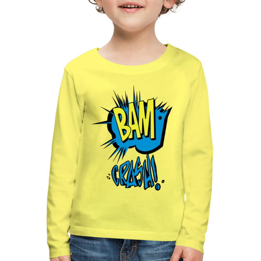 SPOD Kids' Premium Longsleeve Shirt | Spreadshirt 877 yellow / 98/104 (2 Years) Bam & Crash - Børne Langærmet trøje