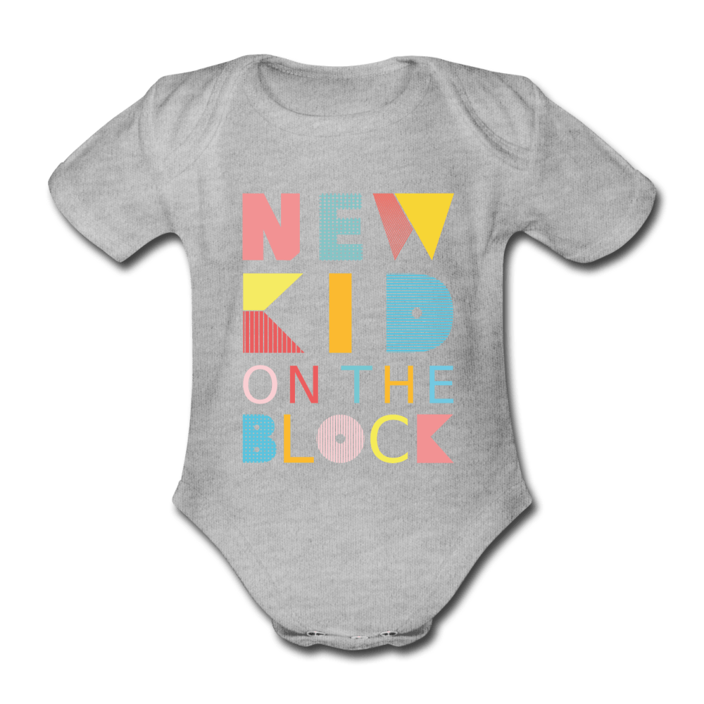 SPOD Kortærmet babybody, økologisk bomuld grå meleret / 56 (0-1 md.) New Kid on the Block - Økologisk Kortærmet Baby Body