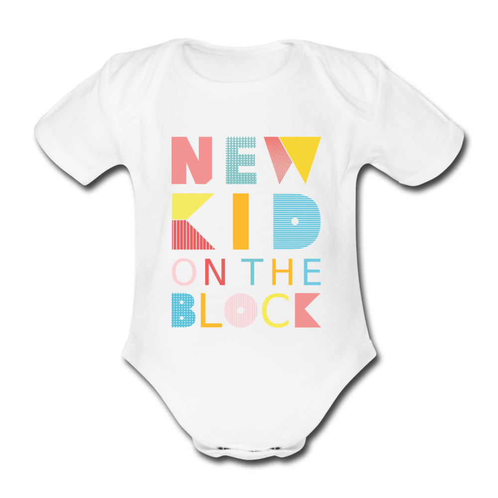 SPOD Kortærmet babybody, økologisk bomuld hvid / 56 (0-1 md.) New Kid on the Block - Økologisk Kortærmet Baby Body