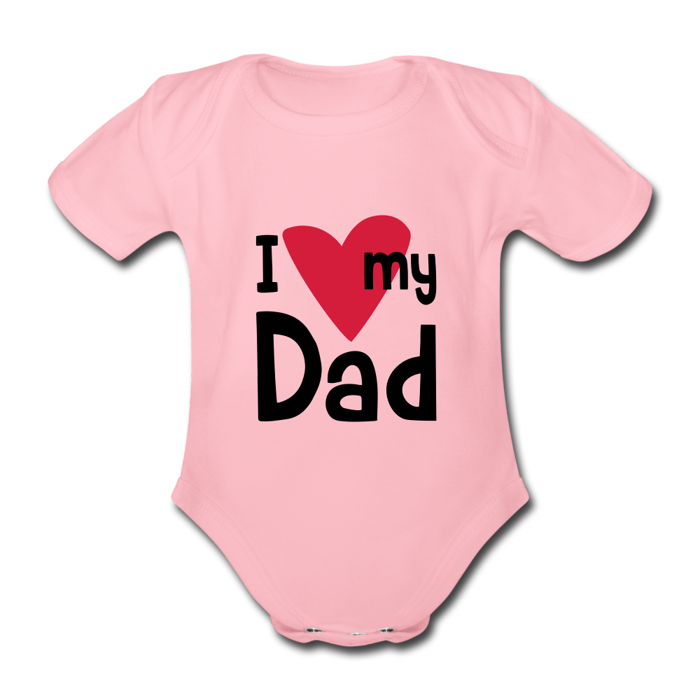 SPOD Kortærmet babybody, økologisk bomuld lyserød / 56 (0-1 md.) I Love My Dad - Økologisk Kortærmet Baby Body