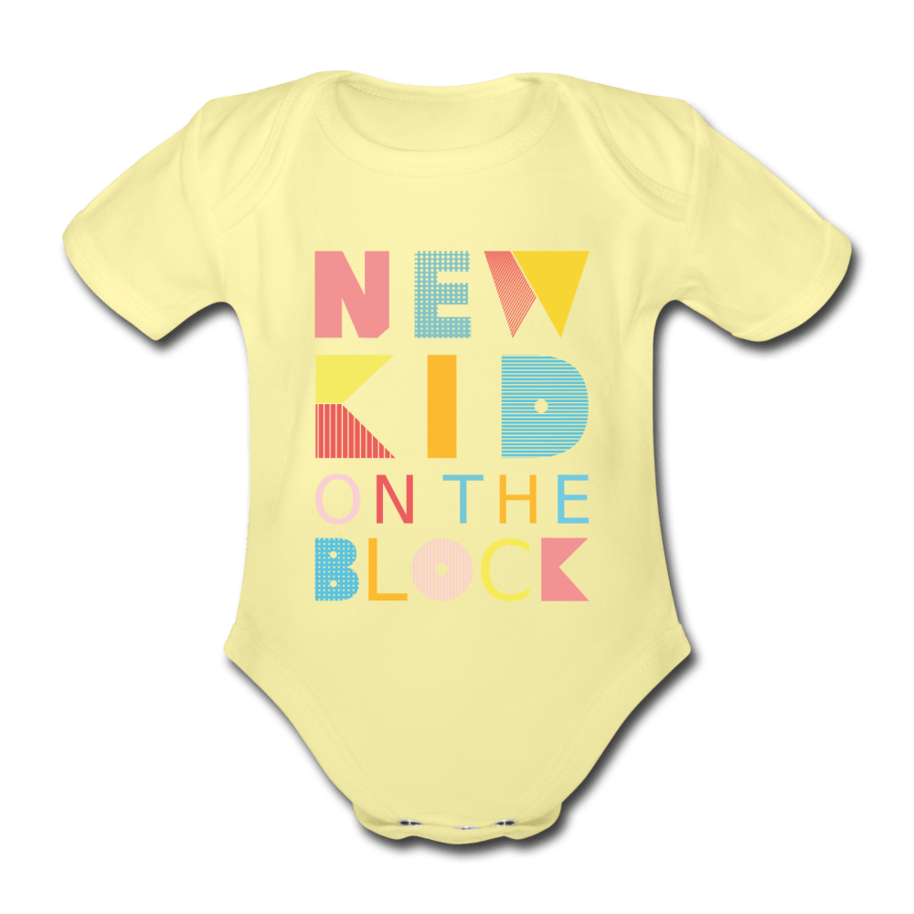 SPOD Kortærmet babybody, økologisk bomuld støvet gul / 56 (0-1 md.) New Kid on the Block - Økologisk Kortærmet Baby Body