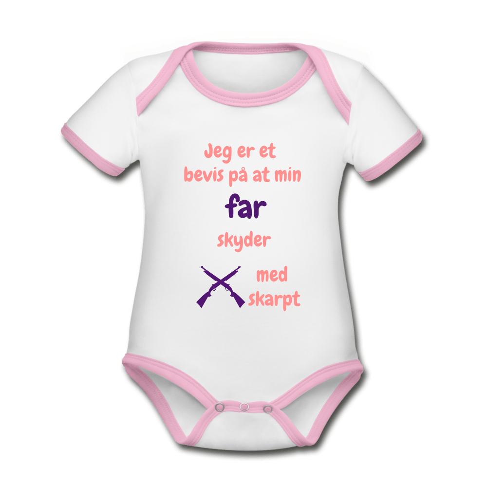 SPOD Kortærmet økologisk babybody i kontrastfarver 56 (0-1 md.) Far - Økologisk Kortærmet Baby Body