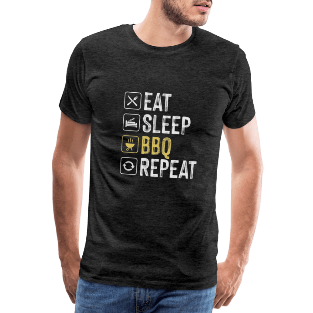 SPOD Men’s Premium T-Shirt | Spreadshirt 812 charcoal grey / S Eat, Sleep, BBQ, Repeat - Herre premium T-shirt