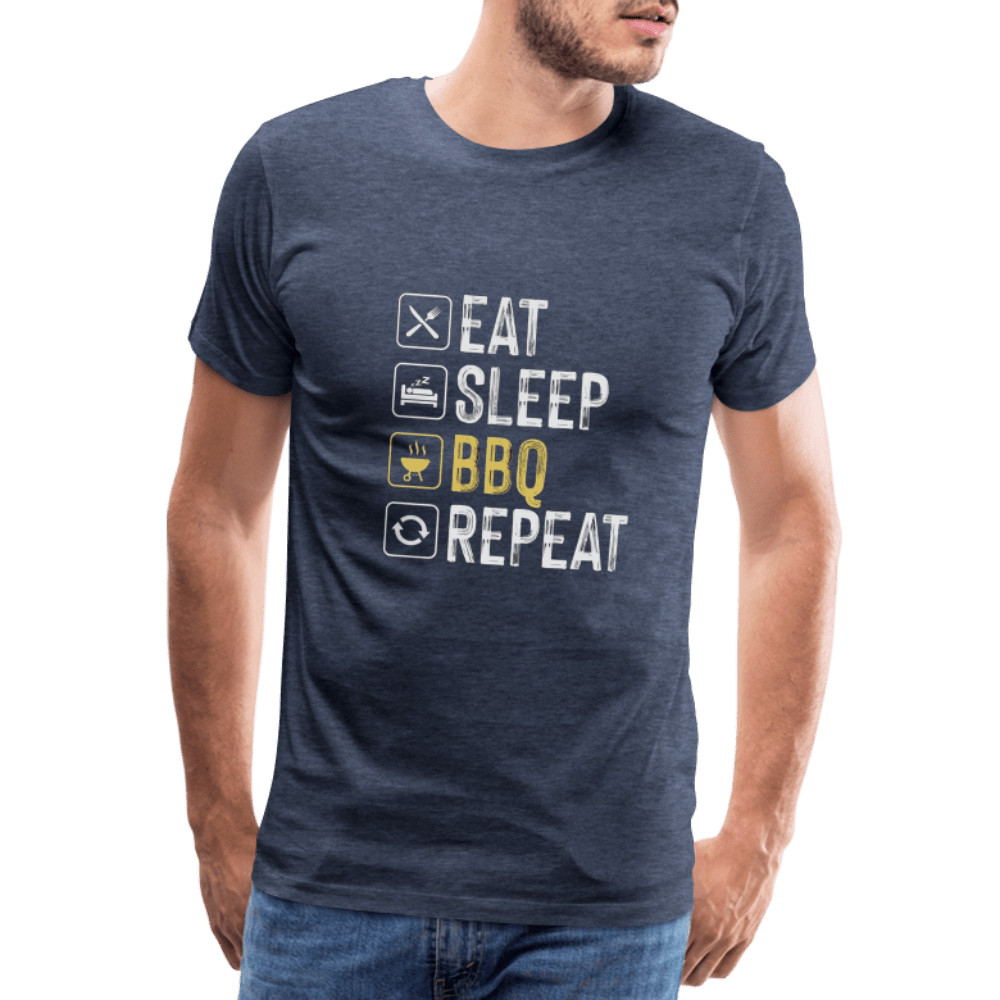 SPOD Men’s Premium T-Shirt | Spreadshirt 812 heather blue / S Eat, Sleep, BBQ, Repeat - Herre premium T-shirt
