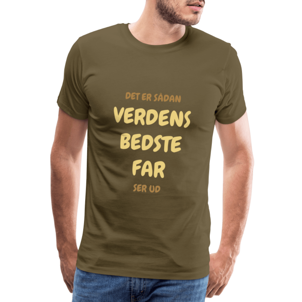 SPOD Men’s Premium T-Shirt | Spreadshirt 812 khaki / S Verdens Bedste Far - Herre Premium T-shirt