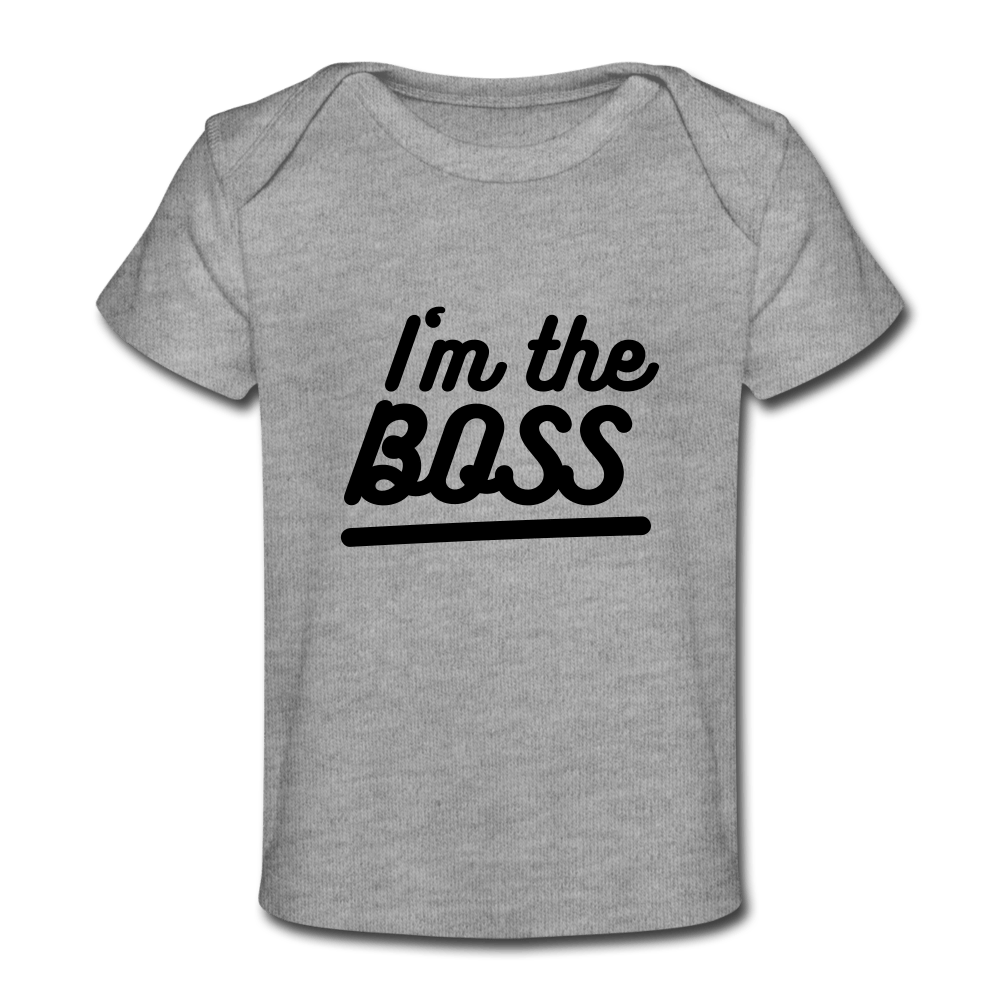 SPOD Økologisk T-shirt til baby grå meleret / 56 (0-1 md.) I´m The Boss - Økologisk Baby T-Shirt
