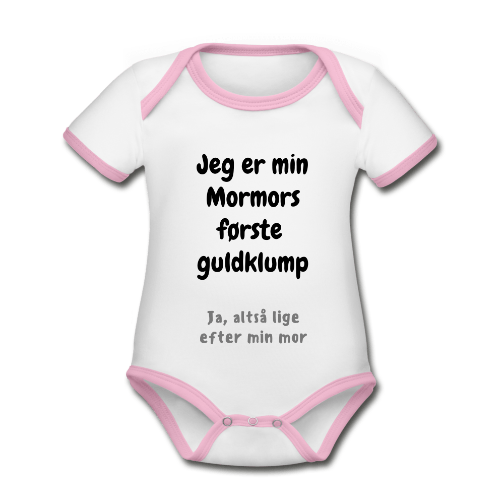 SPOD Organic Baby Contrasting Bodysuit | Spreadshirt 1268 white/rose / 50/56 (0-1m) Mormors Guldklump - Kortærmet økologisk babybody
