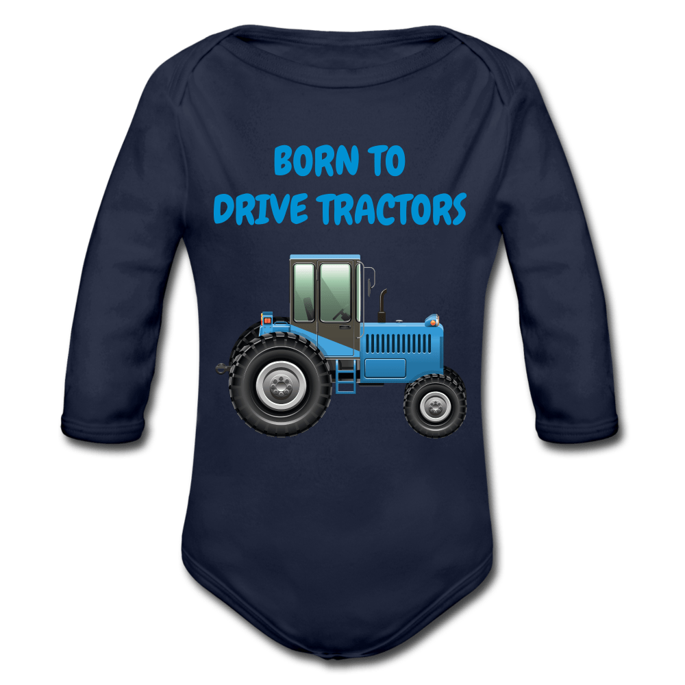 SPOD Organic Longsleeve Baby Bodysuit | Spreadshirt dark navy / 50/56 (0-1m) Traktor - Langærmet Babybody, Økologisk Bomuld