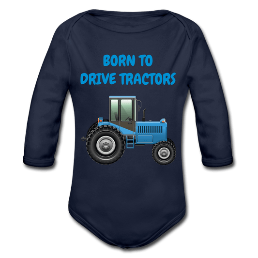 SPOD Organic Longsleeve Baby Bodysuit | Spreadshirt dark navy / 50/56 (0-1m) Traktor - Langærmet Babybody, Økologisk Bomuld
