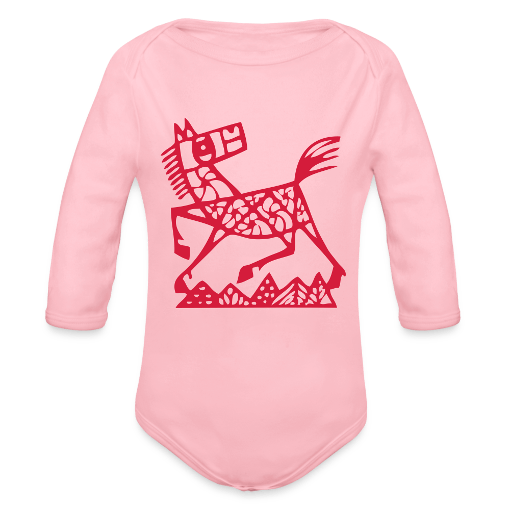 SPOD Organic Longsleeve Baby Bodysuit | Spreadshirt light pink / 50/56 (0-1m) Heste - Økologisk Langærmet Baby Body