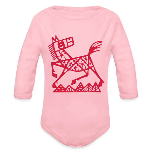 SPOD Organic Longsleeve Baby Bodysuit | Spreadshirt light pink / 50/56 (0-1m) Heste - Økologisk Langærmet Baby Body