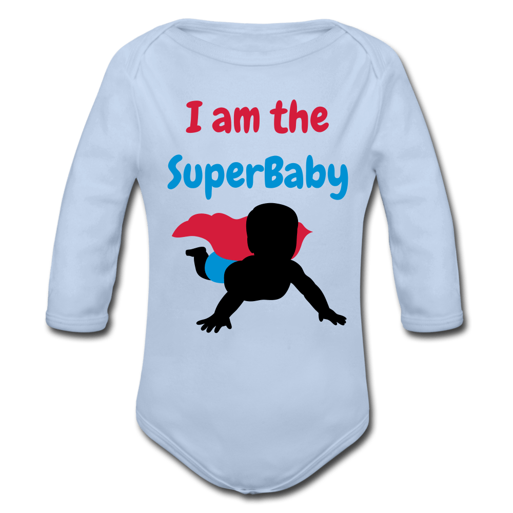 SPOD Organic Longsleeve Baby Bodysuit | Spreadshirt sky / 50/56 (0-1m) SuperBaby - Langærmet Babybody, Øko