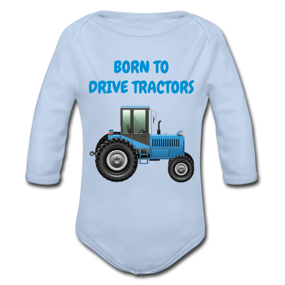 SPOD Organic Longsleeve Baby Bodysuit | Spreadshirt sky / 50/56 (0-1m) Traktor - Langærmet Babybody, Økologisk Bomuld