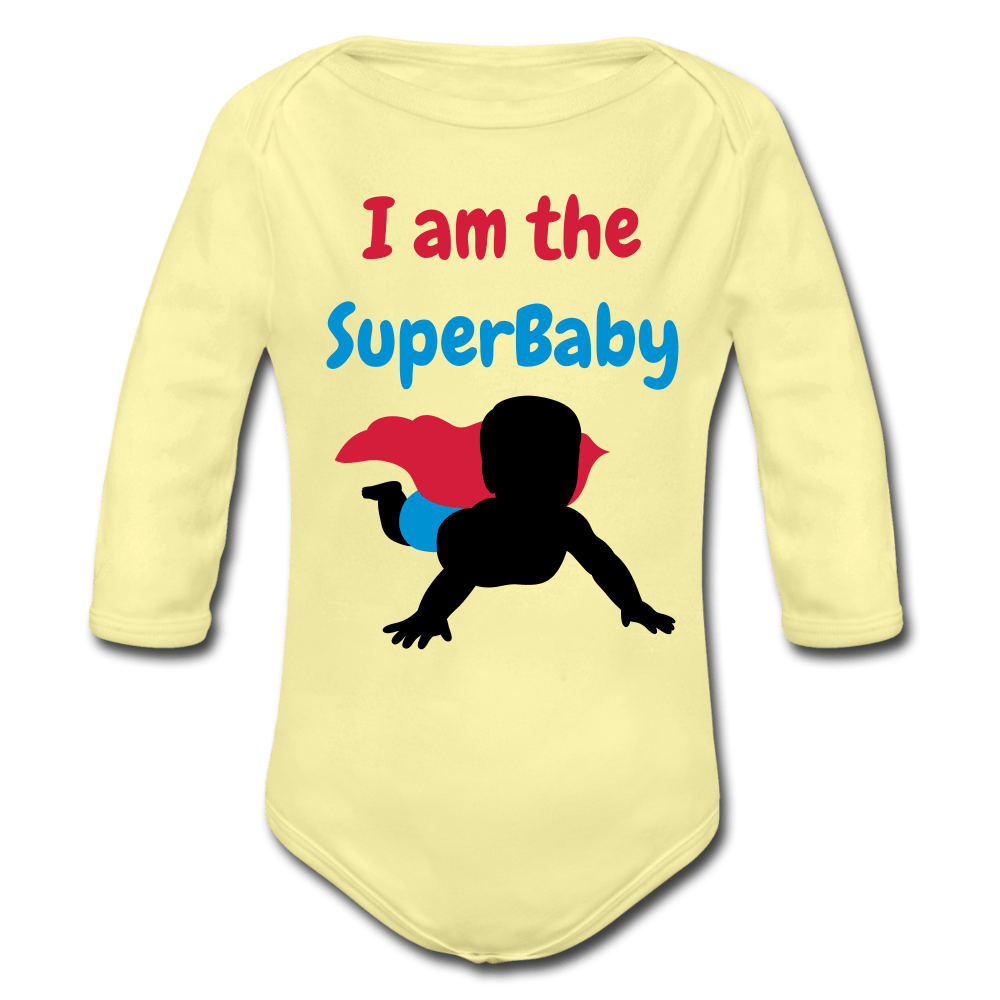 SPOD Organic Longsleeve Baby Bodysuit | Spreadshirt washed yellow / 50/56 (0-1m) SuperBaby - Langærmet Babybody, Øko
