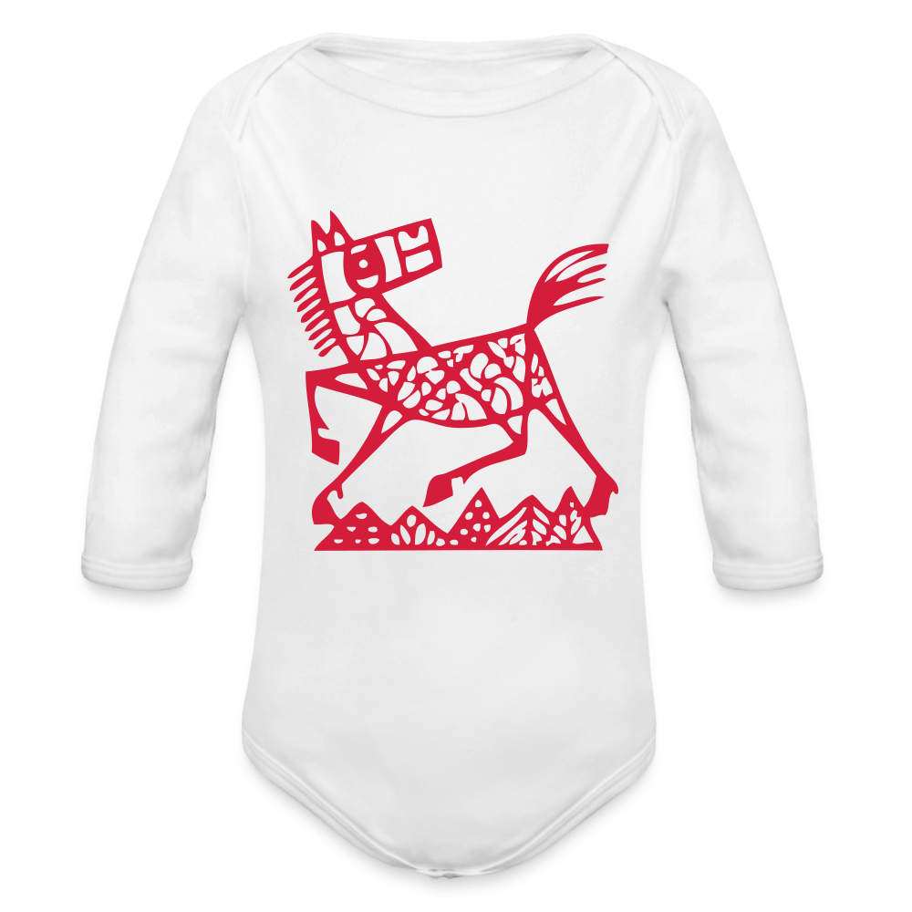 SPOD Organic Longsleeve Baby Bodysuit | Spreadshirt white / 50/56 (0-1m) Heste - Økologisk Langærmet Baby Body