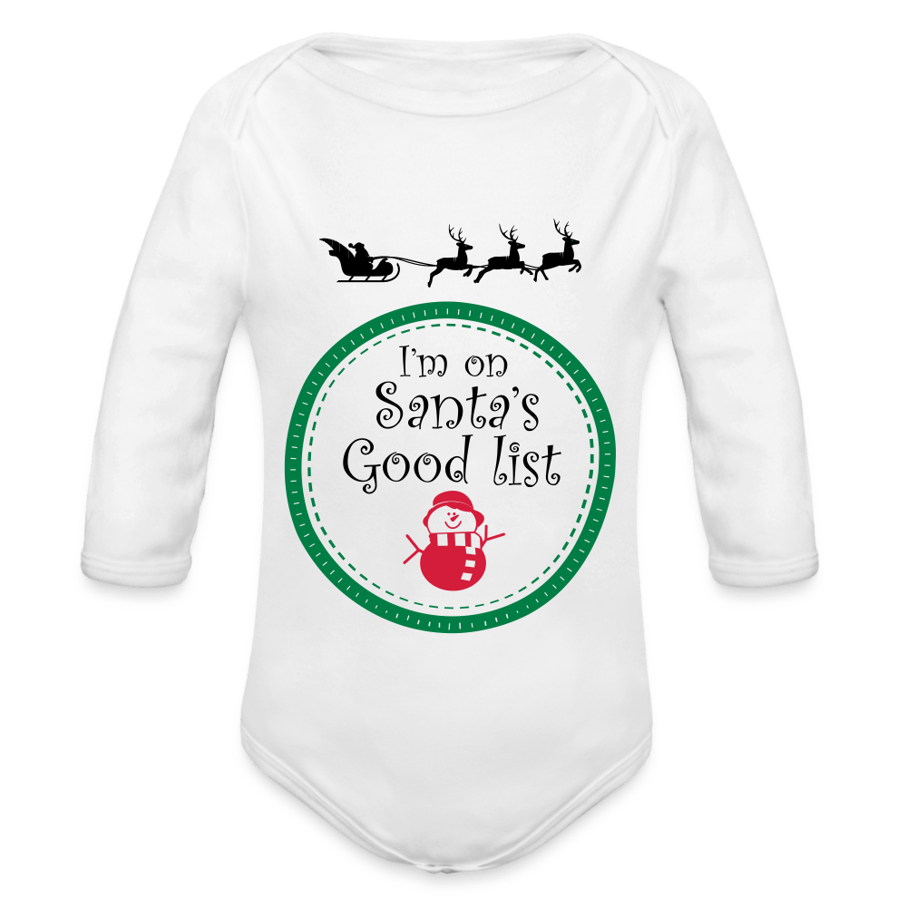 SPOD Organic Longsleeve Baby Bodysuit | Spreadshirt white / 50/56 (0-1m) Santas Good List - Baby Langærmet Body