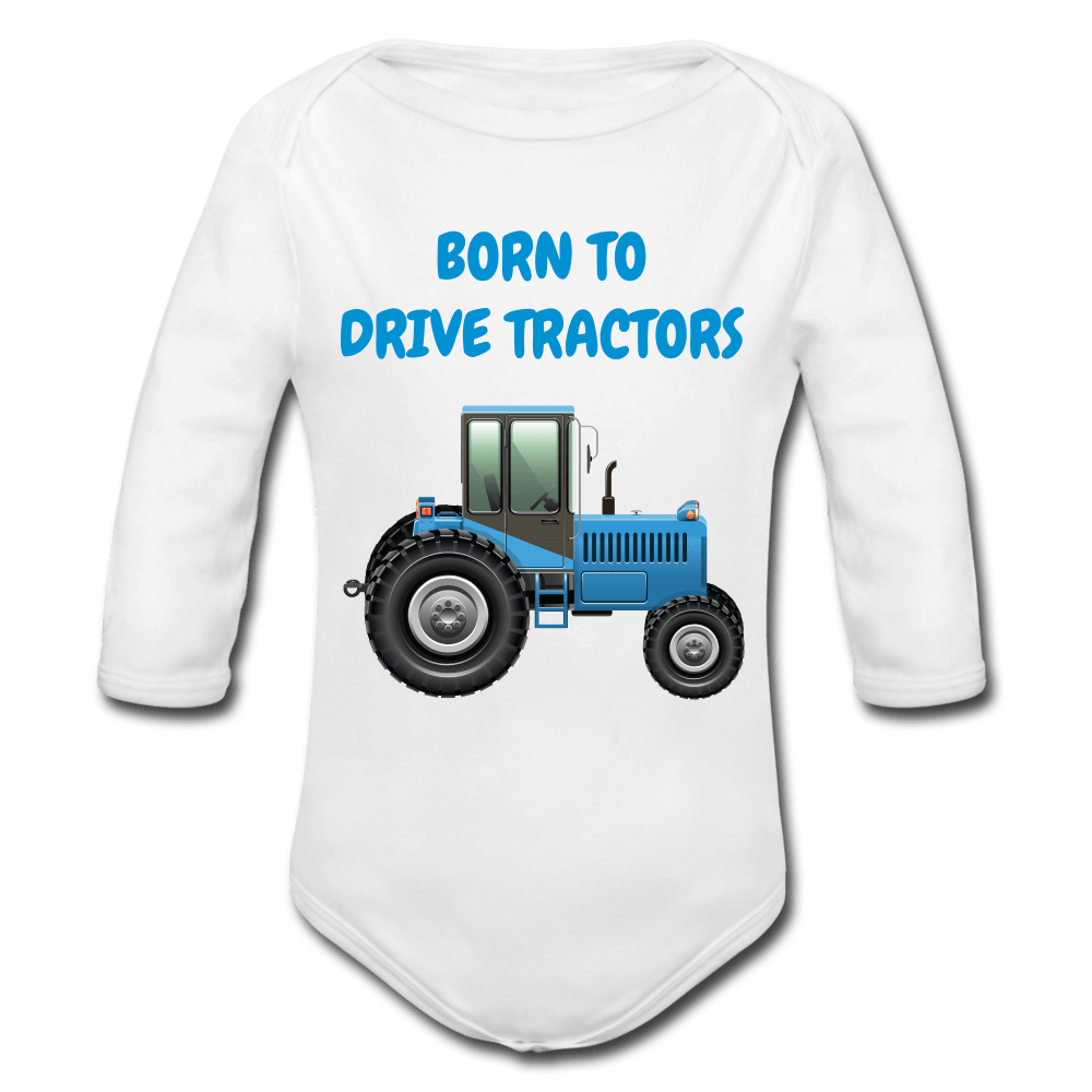 SPOD Organic Longsleeve Baby Bodysuit | Spreadshirt white / 50/56 (0-1m) Traktor - Langærmet Babybody, Økologisk Bomuld