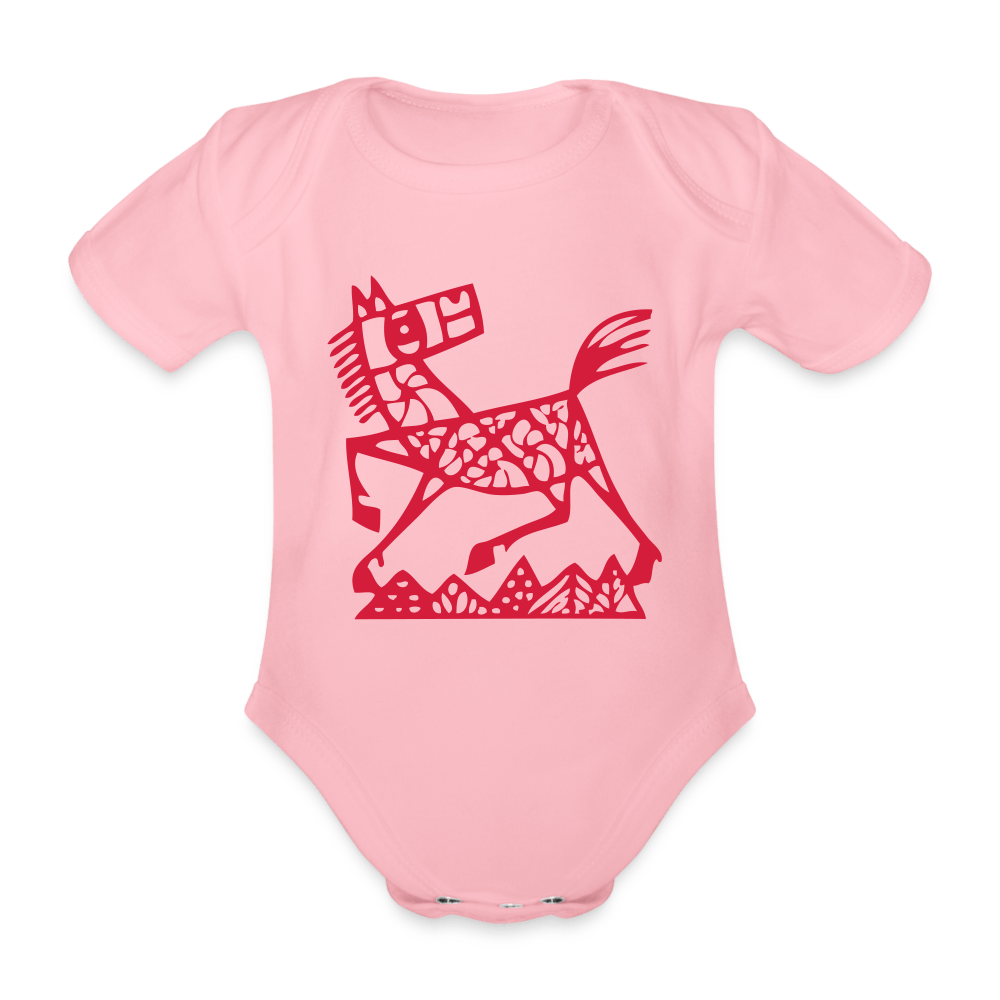 SPOD Organic Short-sleeved Baby Bodysuit | Spreadshirt 560 light pink / 50/56 (0-1m) Heste - Økologisk Kortærmet Baby Body