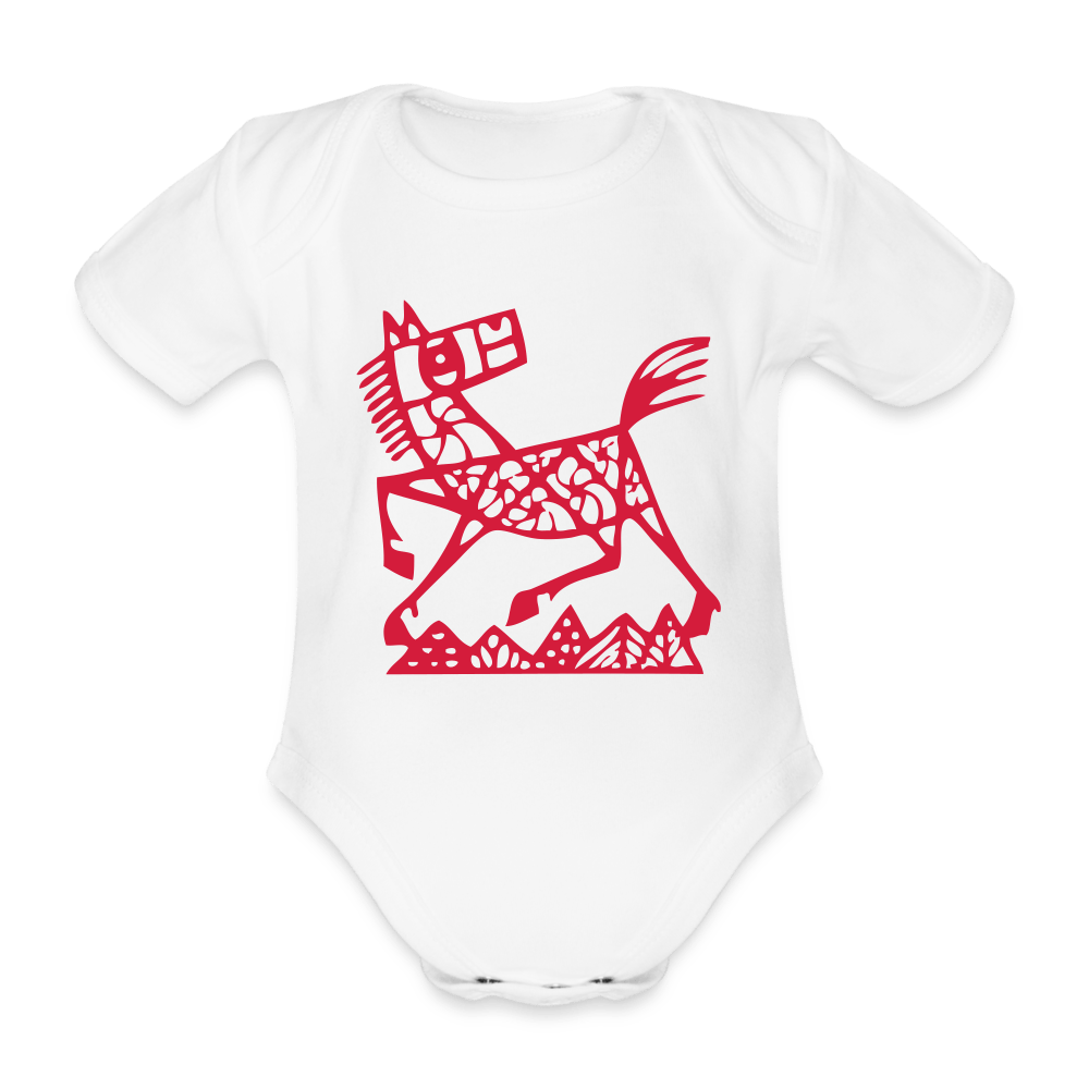 SPOD Organic Short-sleeved Baby Bodysuit | Spreadshirt 560 white / 50/56 (0-1m) Heste - Økologisk Kortærmet Baby Body