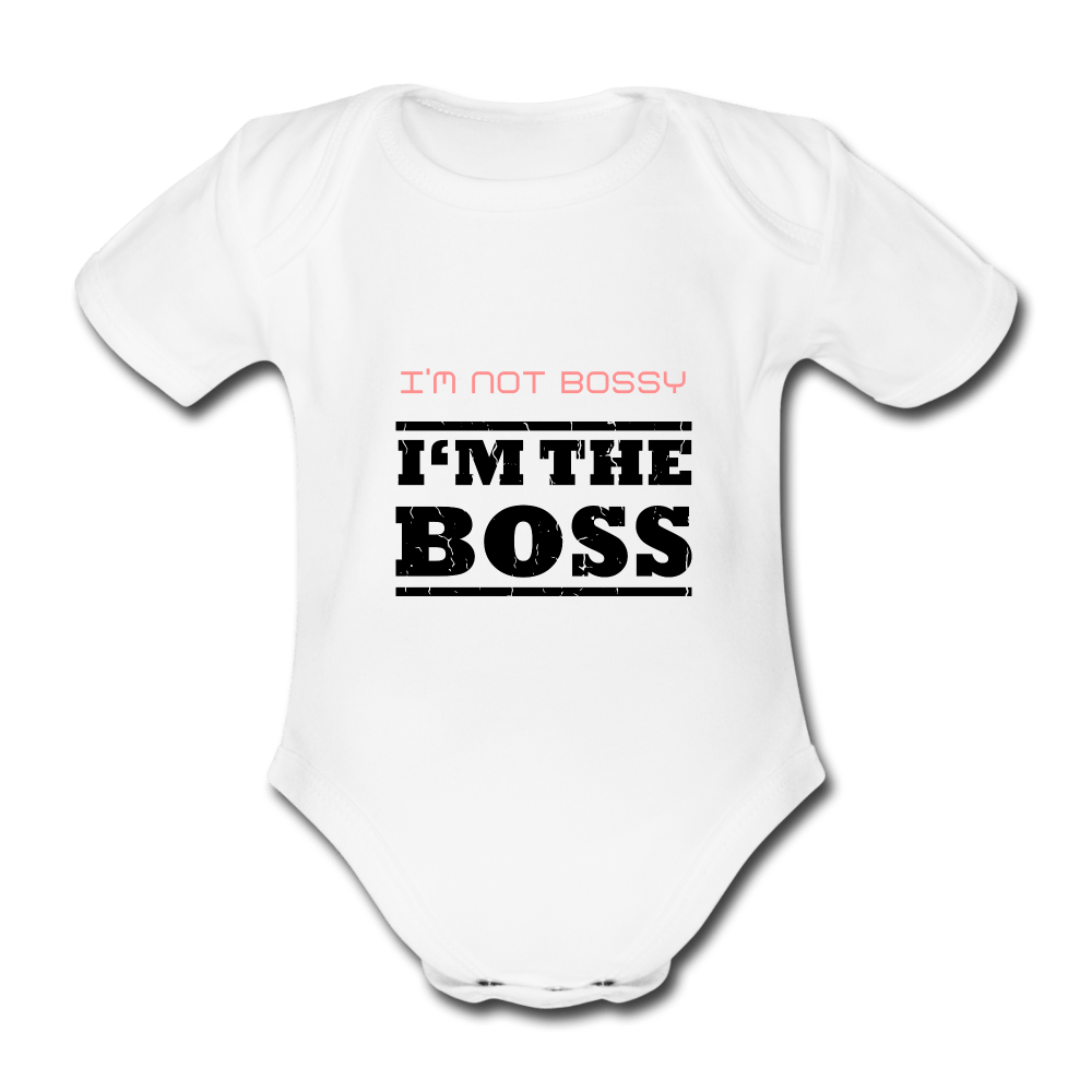 SPOD Organic Short-sleeved Baby Bodysuit | Spreadshirt 560 white / 50/56 (0-1m) I'm The Boss - Kortærmet babybody, økologisk bomuld