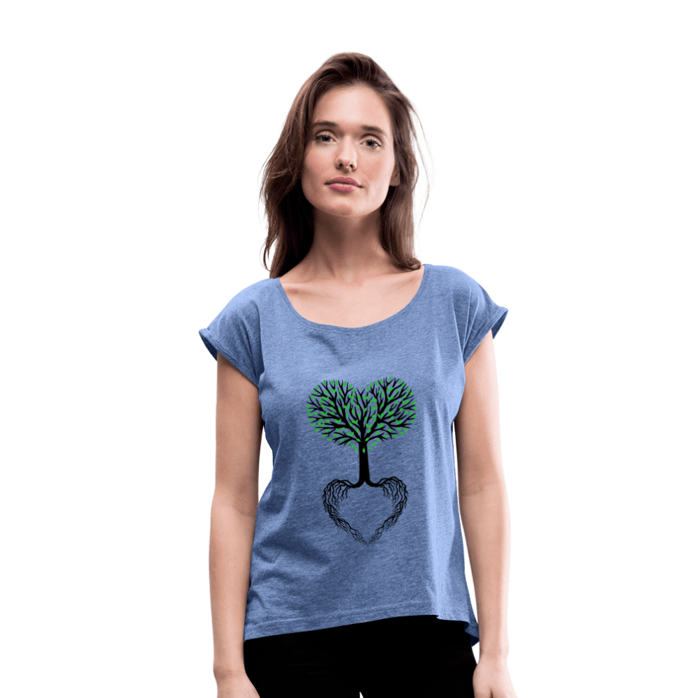 SPOD Women’s T-Shirt with rolled up sleeves | Spreadshirt 943 heather denim / S T-shirt med rulleærmer