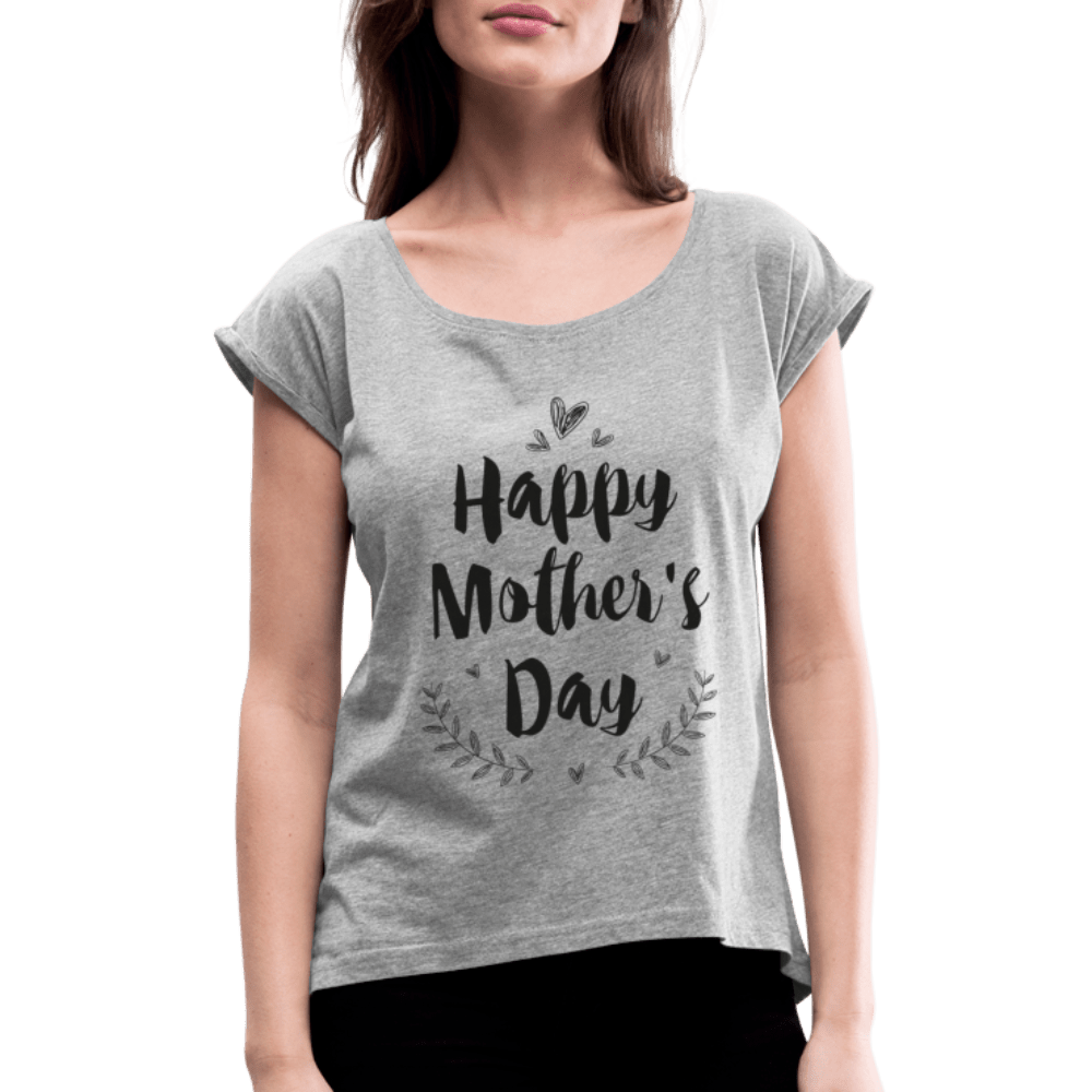 SPOD Women’s T-Shirt with rolled up sleeves | Spreadshirt 943 heather grey / S Mors Dag - T-shirt med rulleærmer