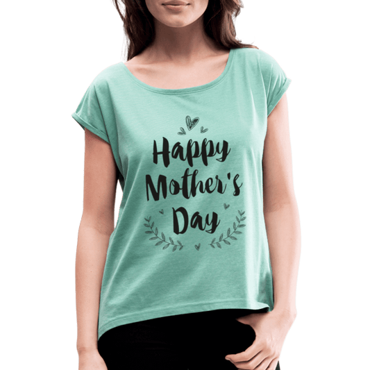 SPOD Women’s T-Shirt with rolled up sleeves | Spreadshirt 943 heather mint / S Mors Dag - T-shirt med rulleærmer